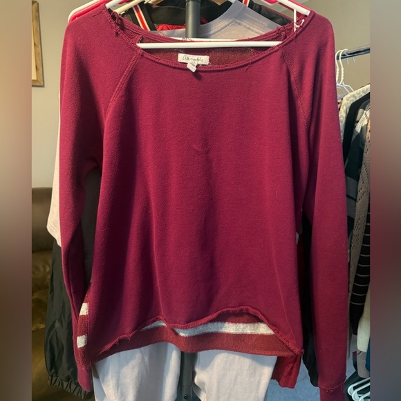 Aeropostale Tops - 🍂 **Aéropostale Maroon Striped Back Sweatshirt**
Size **Large